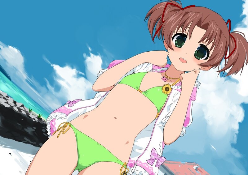 anime girl in bikini at beach