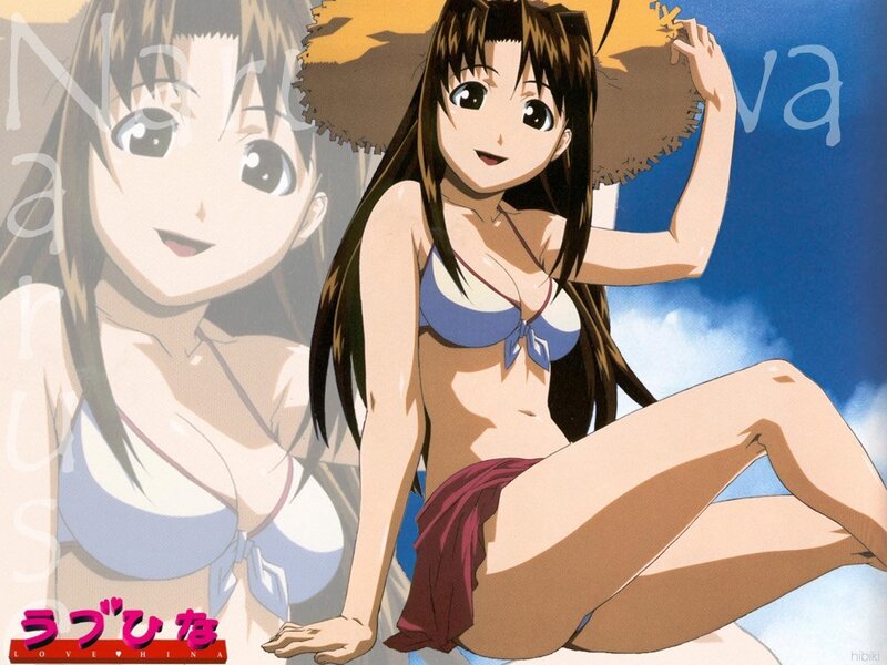 Anime girl in bikini at beach