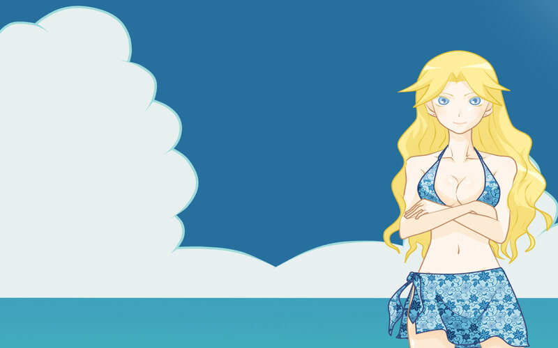 anime girl in bikini at beach