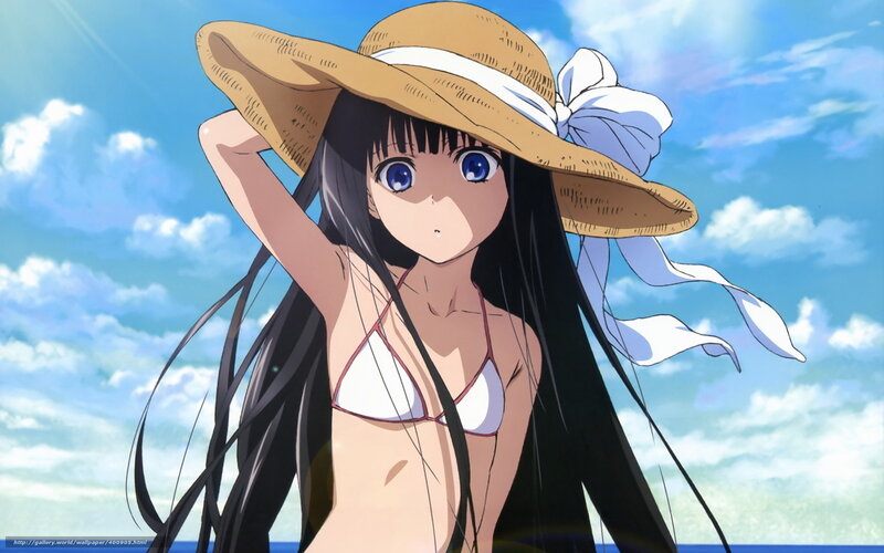 anime girl in bikini at beach