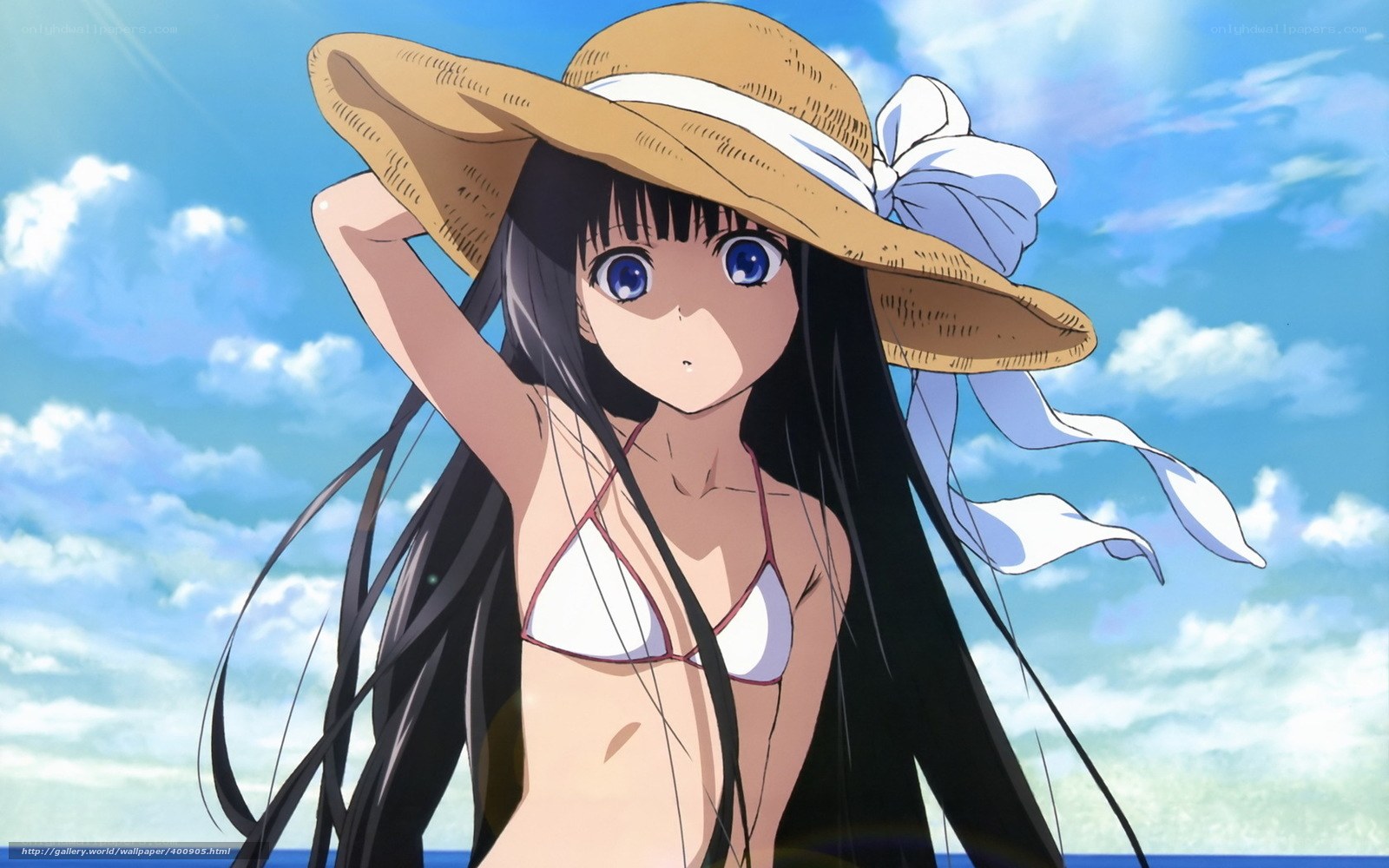 anime girl in bikini at beach