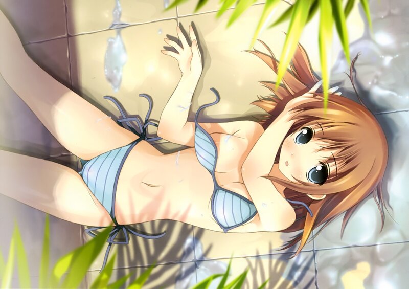 anime girl in bikini at pool