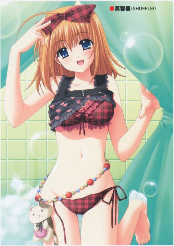 anime girl in bikini at shower