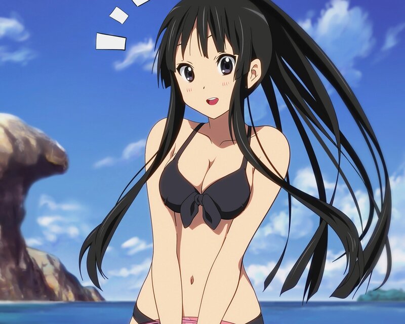 Anime Girl in Bikini — Blue, Bright, Sunny, Afternoon, Beach