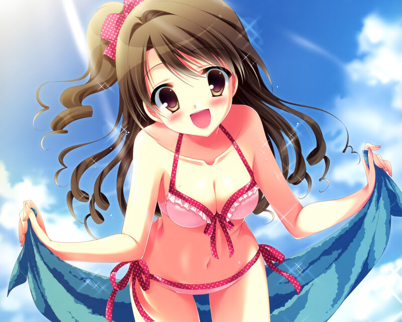 Anime Girl in Bikini — Blue, Cheerful, Summer