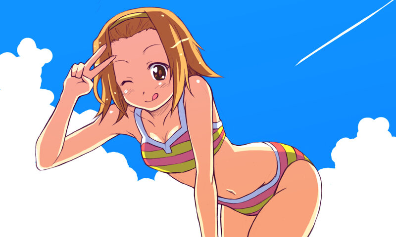 Anime Girl in Bikini — Blue, Cheerful