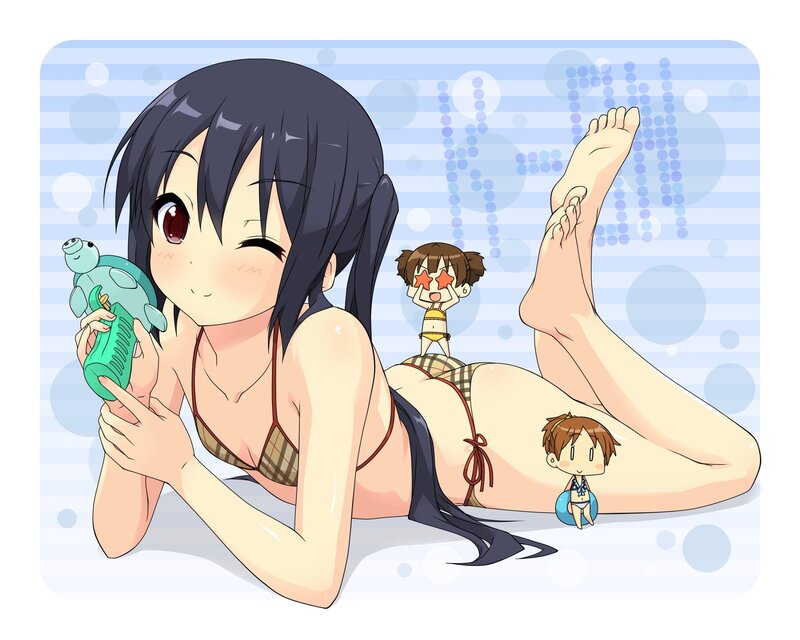 Anime Girl in Bikini — Blue, Playful, Summer, Water Gun