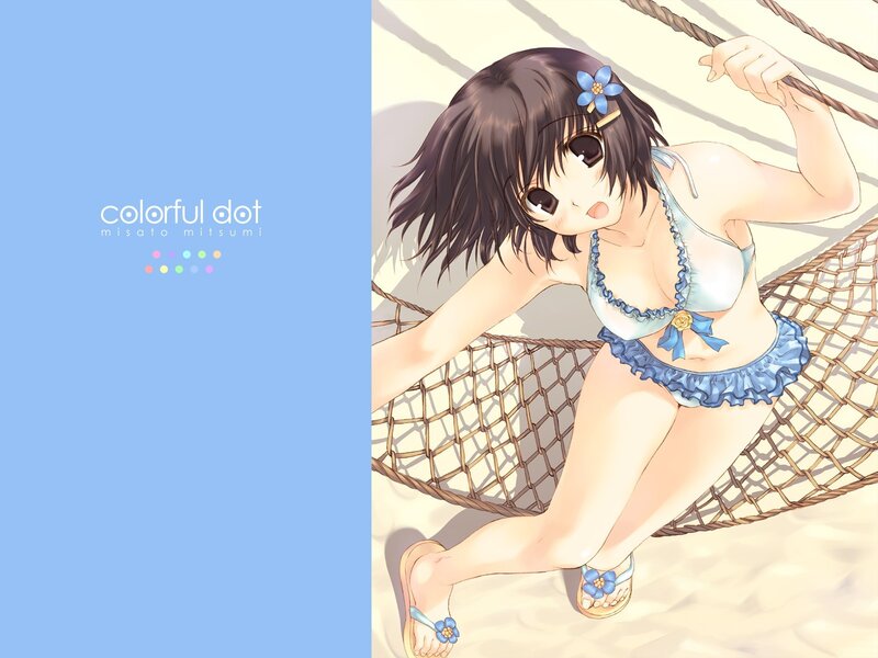 Anime Girl in Bikini — Blue, Relaxed, Summer, Digital Art, Hammock