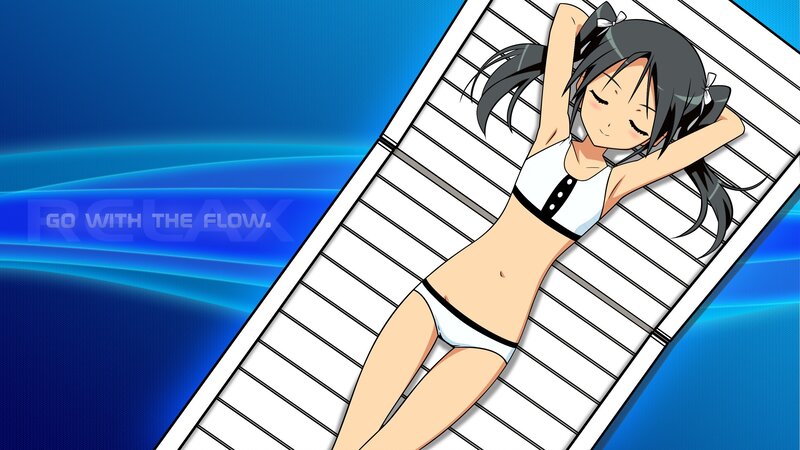 Anime Girl in Bikini — Blue, Relaxed, Summer, Lounge Chair