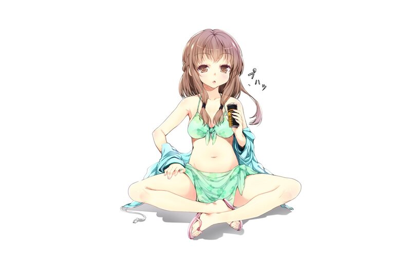 Anime Girl in Bikini — Green
