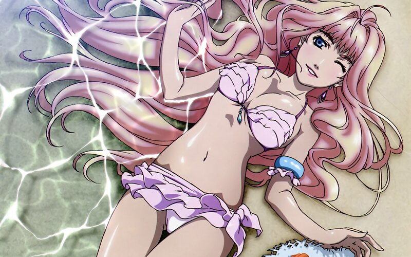anime girl in bikini on beach