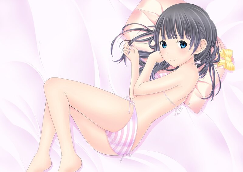 Anime Girl in Bikini — Pink, Calm, Bed