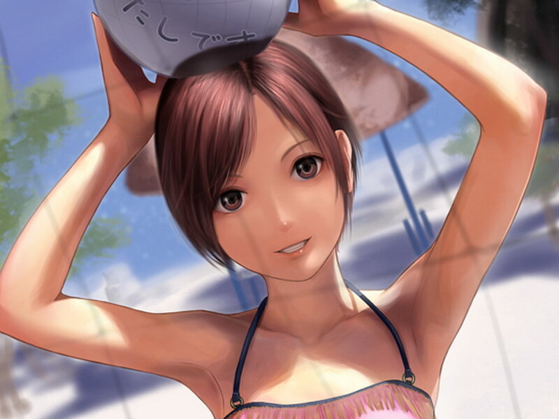 Anime Girl in Bikini — Pink, Calm