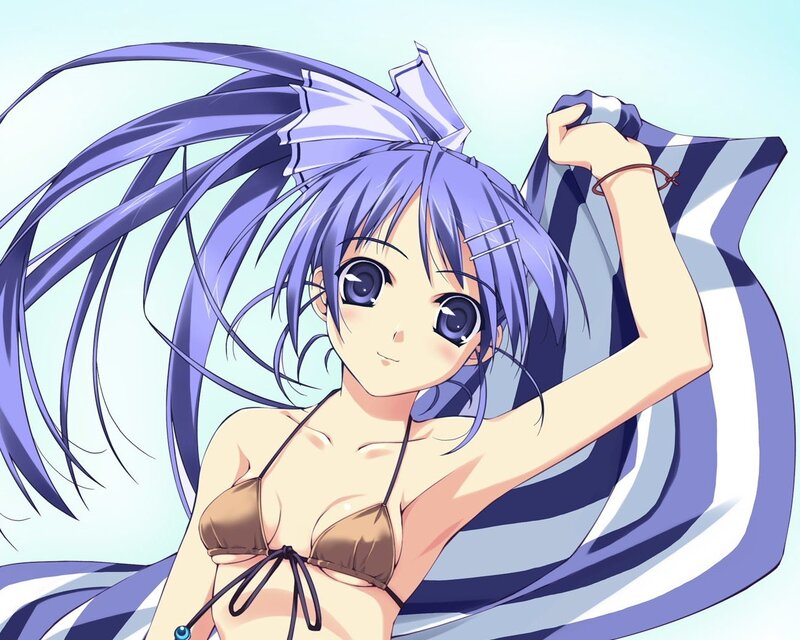 Anime Girl in Bikini — Purple, Calm, Summer, Towel