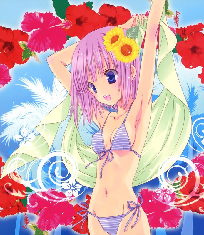 Anime Girl in Bikini — Purple, Cheerful, Summer