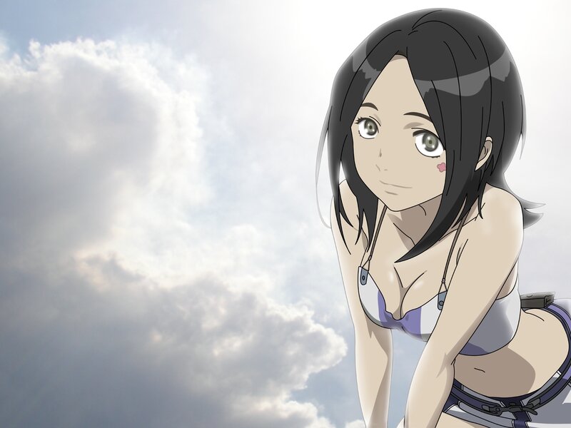 Anime Girl in Bikini — White, Calm, Afternoon, Clouds