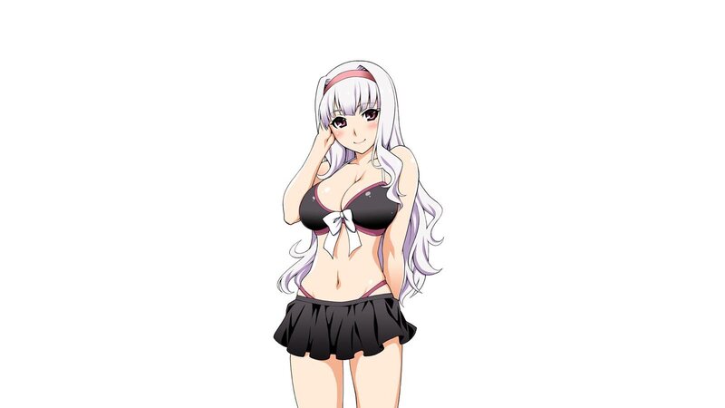 Anime Girl in Bikini — White, Neutral, Long Hair, Smile