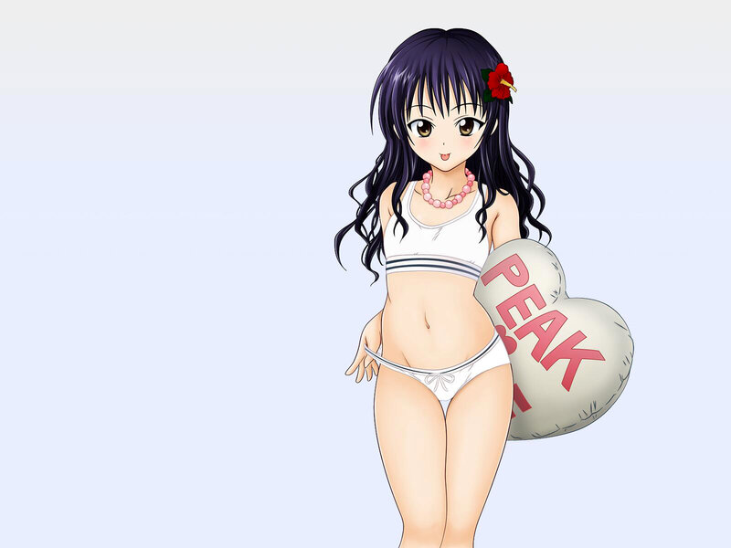 Anime Girl in Bikini — White, Playful, Summer, Flower