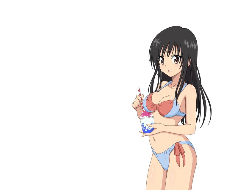 anime girl in bikini with drink