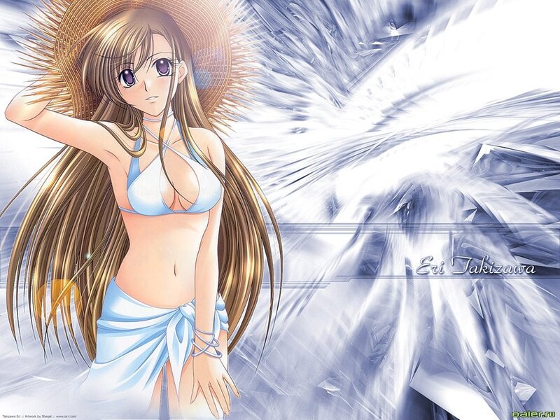 Anime girl in bikini with hat