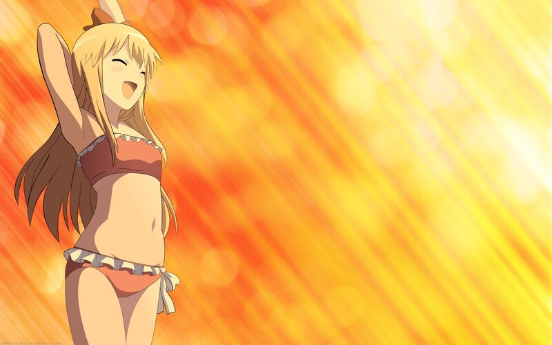 Anime Girl in Bikini — Yellow, Bright, Warm