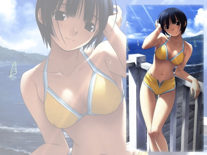 Anime Girl in Bikini — Yellow, Serene