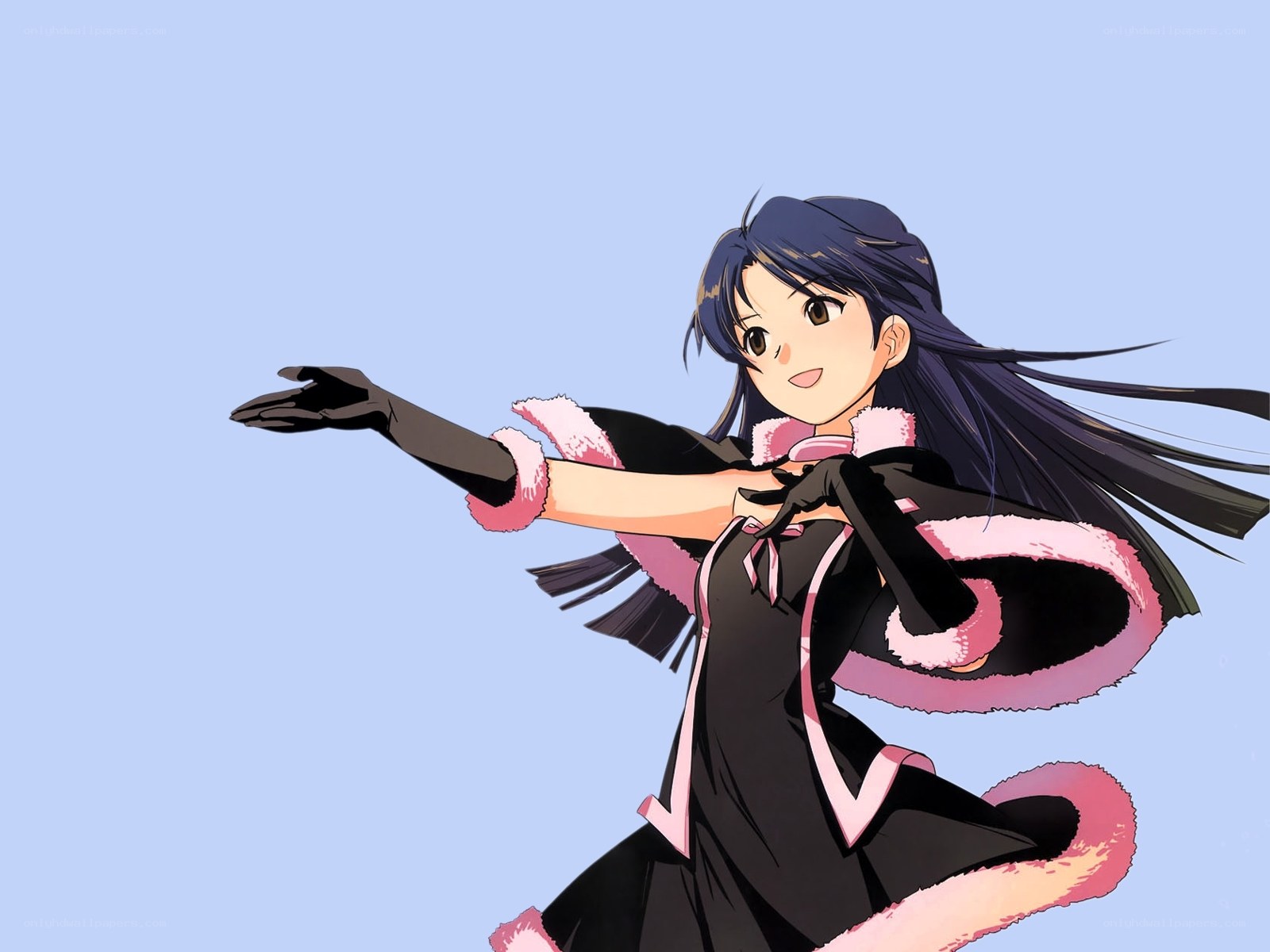 anime girl in black and pink dress
