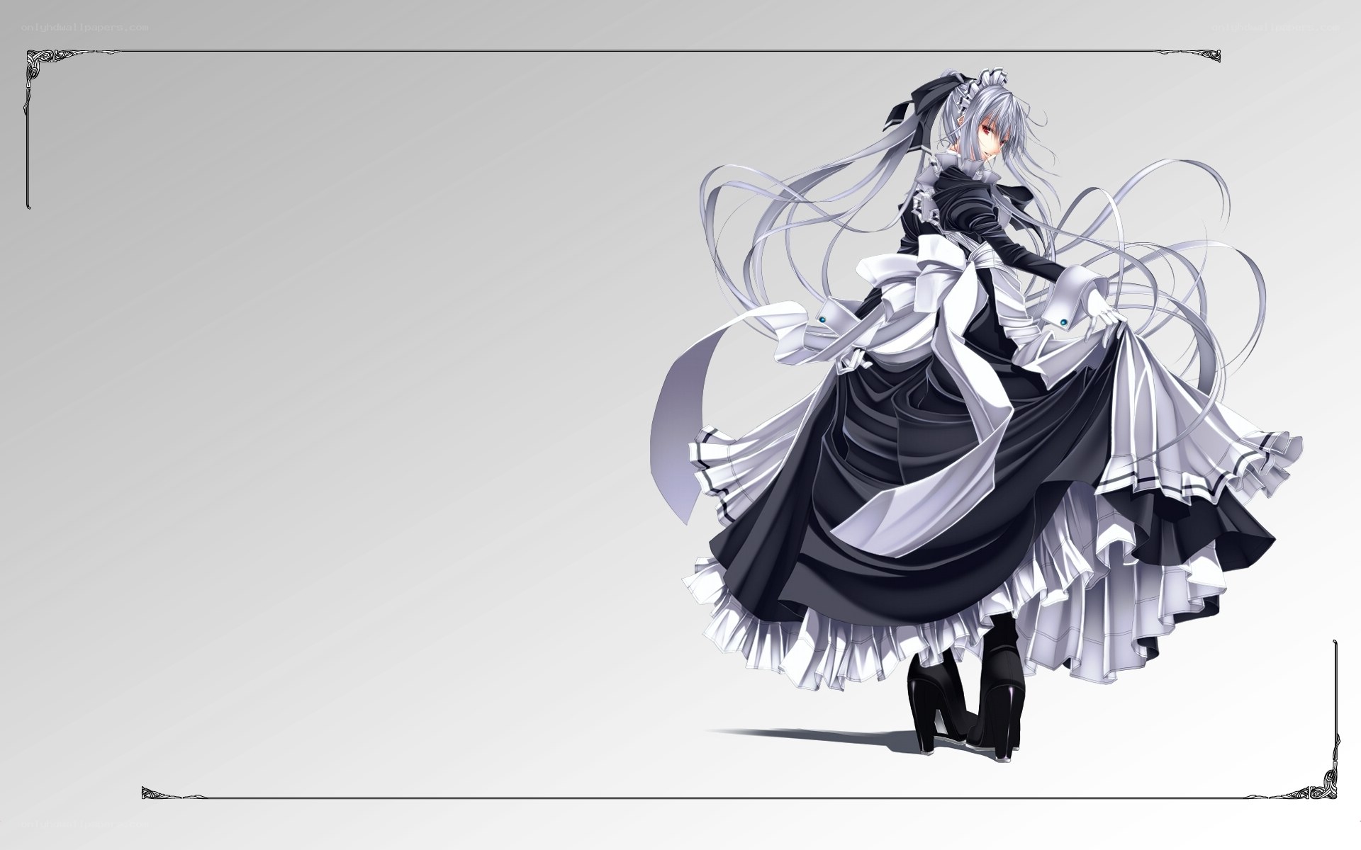 anime girl in black and white dress