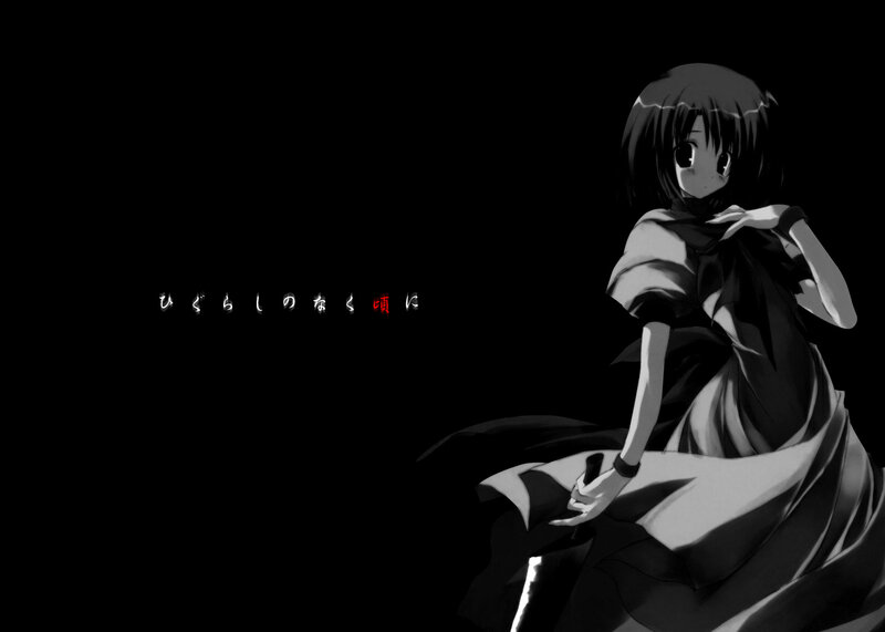 anime girl in black and white