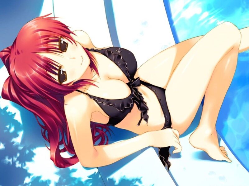 anime girl in black bikini