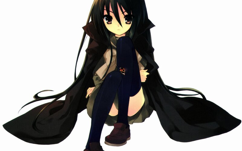 anime girl in black cloak