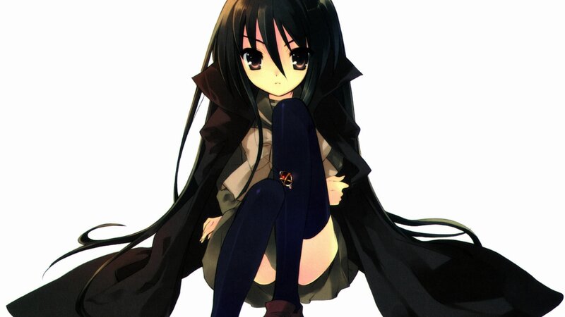 anime girl in black cloak