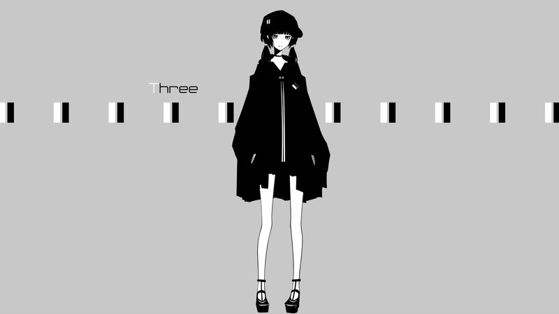Anime Girl in Black Coat — Minimalist