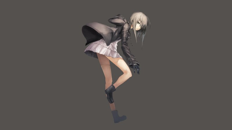 anime girl in black coat