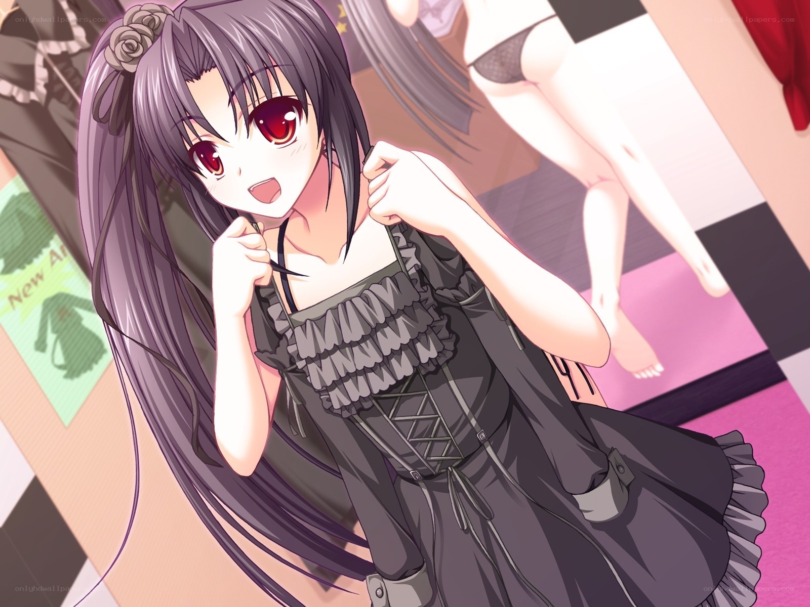 anime girl in black dress