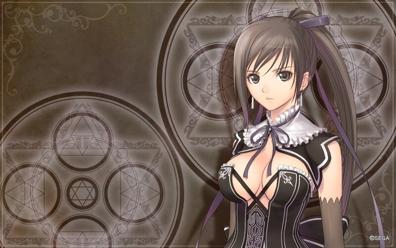 Anime Girl in Black Dress — Brown, Serious