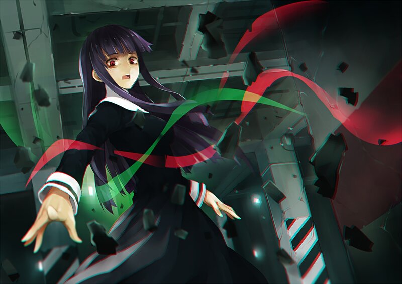 Anime Girl in Black Dress — Dramatic, Digital Art, School Uniform