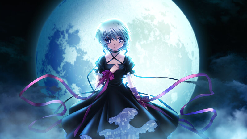 Anime Girl in Black Dress — Dramatic, Night, Digital Art