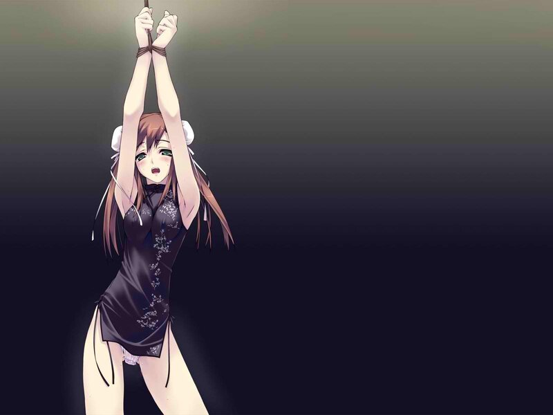 Anime Girl in Black Dress — Dramatic, Night, Tied Hands