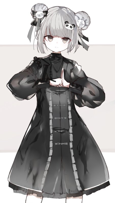 Anime Girl in Black Dress — Gray, Neutral