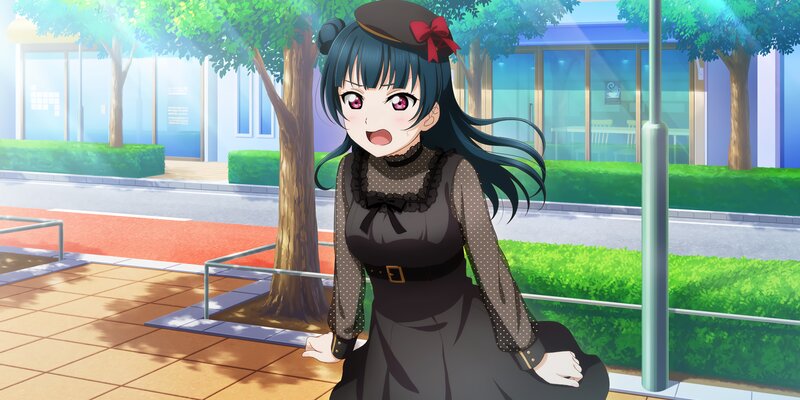 Anime Girl in Black Dress — Green, Calm