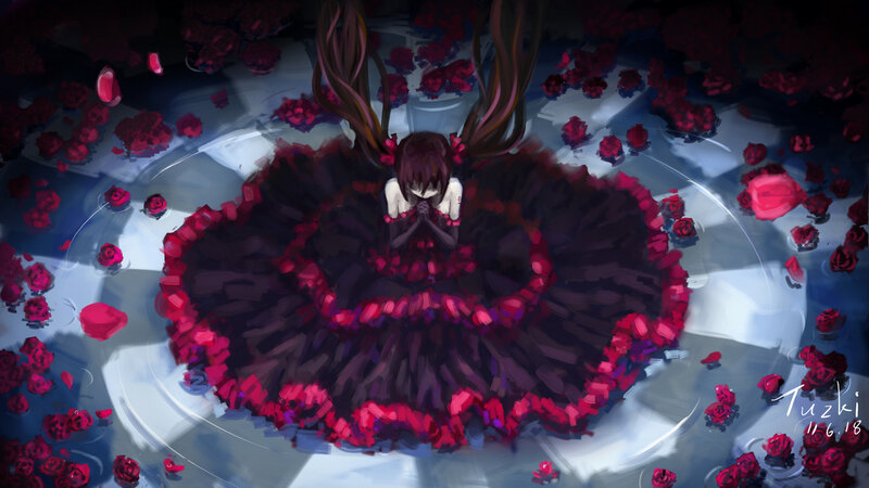 Anime Girl in Black Dress — Melancholic