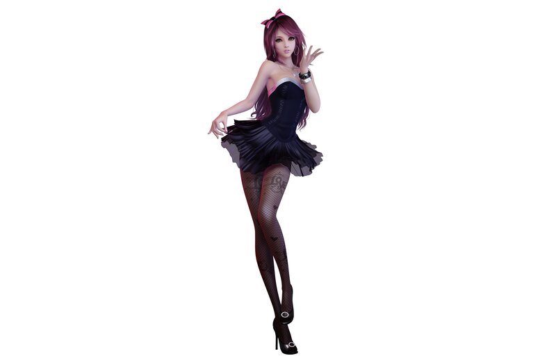 Anime Girl in Black Dress — Neutral, 3d Render