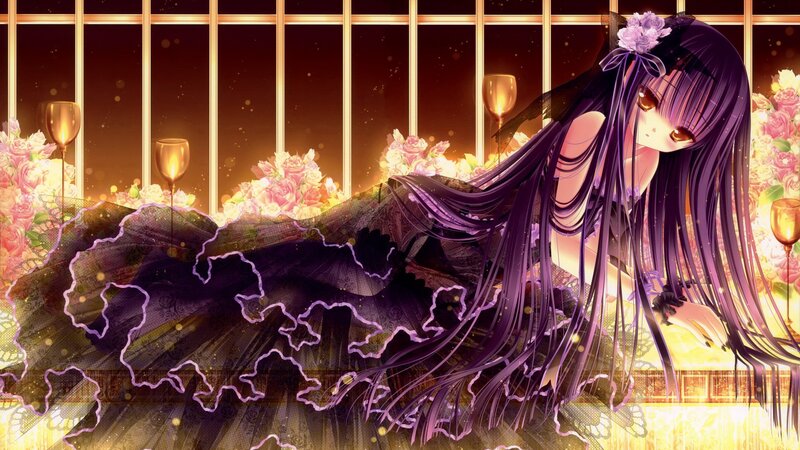 Anime Girl in Black Dress — Night