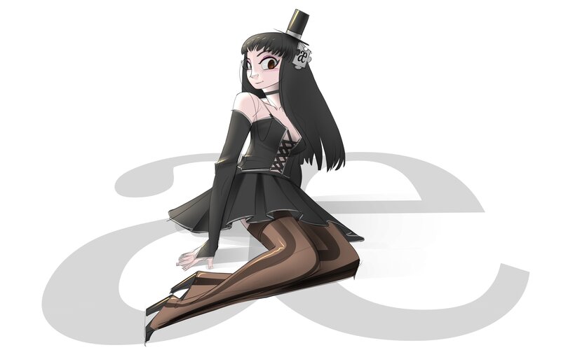 Anime Girl in Black Dress — Playful, Digital Art