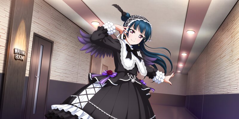Anime Girl in Black Dress — Playful, Wings