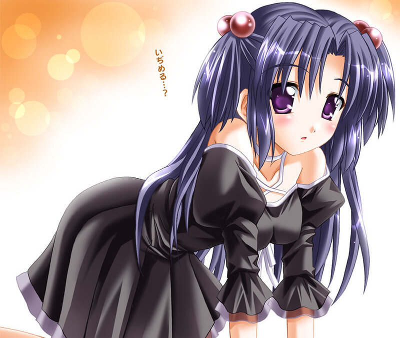 Anime Girl in Black Dress — Purple, Innocent