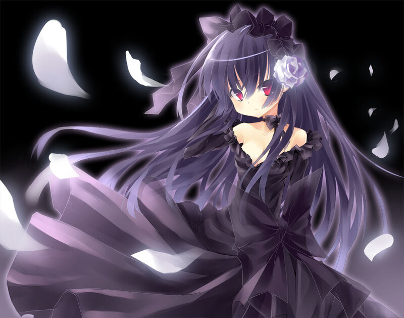 Anime Girl in Black Dress — Purple