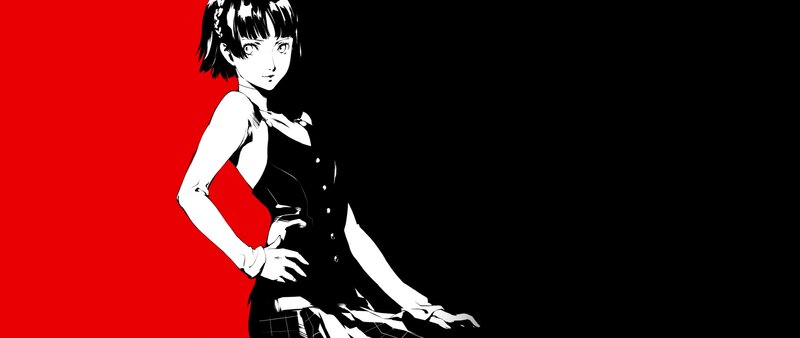Anime Girl in Black Dress — Red, Dramatic, Manga