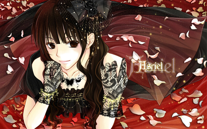 Anime Girl in Black Dress — Red, Dramatic